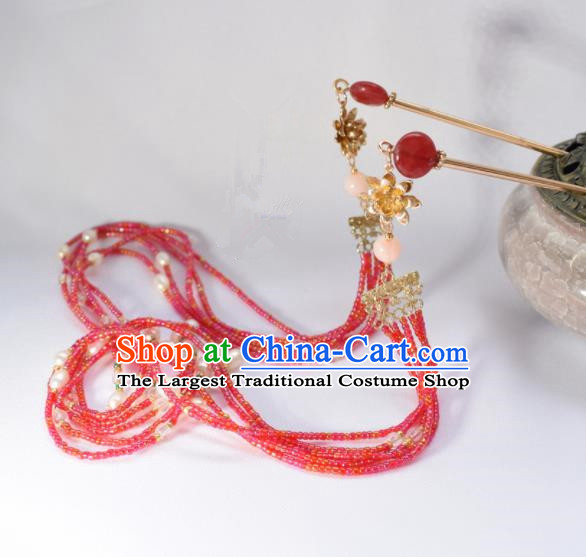 Chinese Ancient Princess Palace Pine Hair Crown Hairpins Traditional Handmade Hanfu Hair Accessories Complete Set for Women