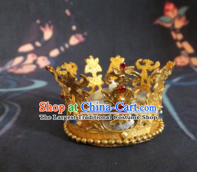 Chinese Ancient Queen Golden Royal Crown Traditional Hanfu Hair Accessories for Women