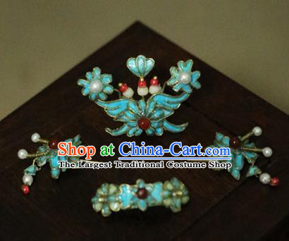 Chinese Ancient Manchu Lady Hairpins Headwear Traditional Qing Dynasty Princess Hair Accessories for Women