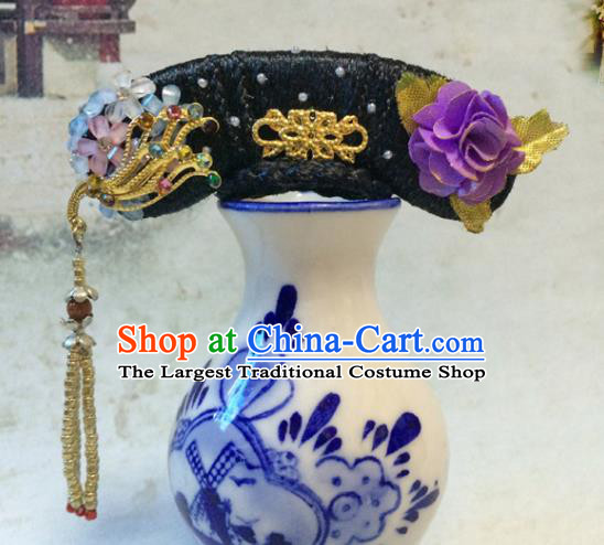 Chinese Ancient Manchu Palace Lady Headwear Traditional Qing Dynasty Princess Hair Accessories for Women