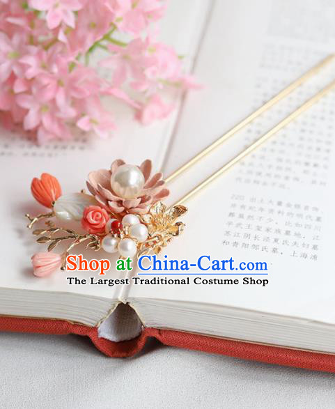 Chinese Ancient Princess Pearls Hairpins Tassel Step Shake Traditional Hanfu Hair Accessories for Women