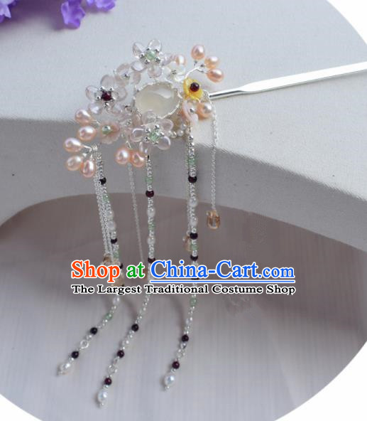 Chinese Ancient Princess Palace Pearls Tassel Hair Clip Hairpins Traditional Handmade Hanfu Hair Accessories for Women