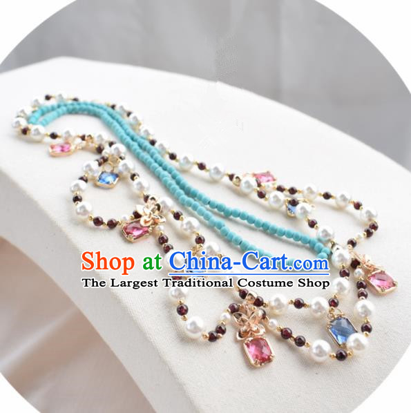 Handmade Chinese Hanfu Crystal Necklace Traditional Ancient Princess Necklet Accessories for Women