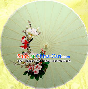 Handmade Chinese Traditional Printing Green Umbrellas Ancient Oiled Paper Umbrella