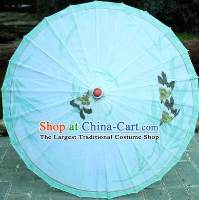 Handmade Chinese Traditional Printing Bamboo Leaf Oiled Paper Umbrellas Ancient Princess Umbrella