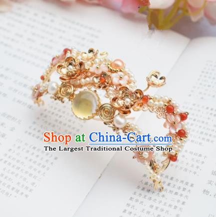 Chinese Ancient Princess Palace Hair Crown Hairpins Traditional Handmade Hanfu Hair Accessories for Women
