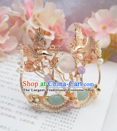 Chinese Ancient Princess Palace Cranes Hair Comb Hairpins Traditional Handmade Hanfu Hair Accessories for Women