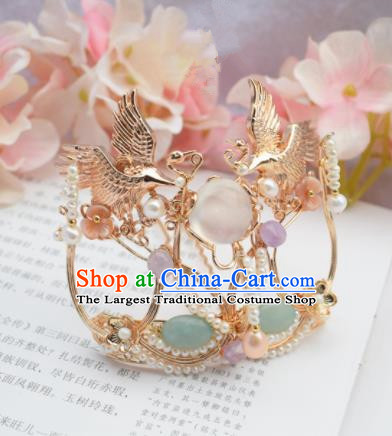 Chinese Ancient Princess Palace Cranes Hair Comb Hairpins Traditional Handmade Hanfu Hair Accessories for Women