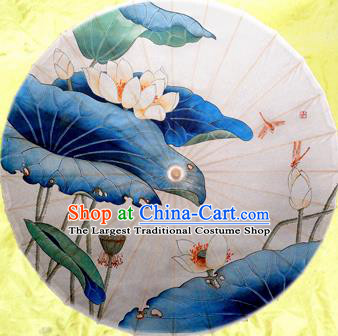 Chinese Ancient Oiled Paper Umbrella Traditional Handmade Printing Lotus Umbrellas