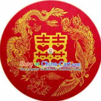 Chinese Ancient Oiled Paper Umbrella Traditional Handmade Printing Dragon Phoenix Umbrellas