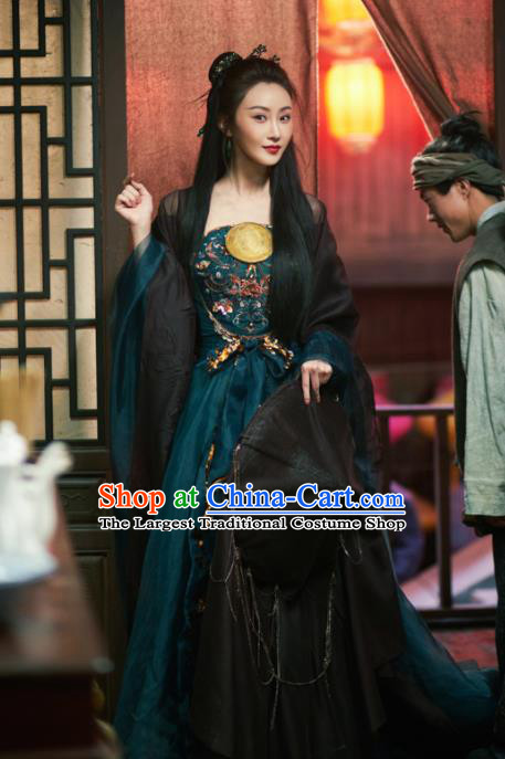 The Knight of Shadows Chinese Ming Dynasty Courtesan Hanfu Dress Ancient Fairy Historical Costume and Headpiece for Women