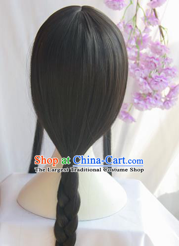 Handmade Chinese Traditional Hanfu Wigs Sheath Ancient Jin Dynasty Imperial Consort Chignon for Women