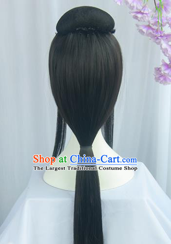 Handmade Chinese Ancient Han Dynasty Imperial Consort Headpiece Chignon Traditional Hanfu Wigs Sheath for Women