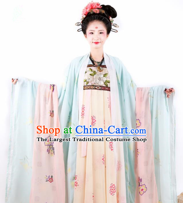 Chinese Ancient Palace Hanfu Dress Traditional Tang Dynasty Imperial Consort Embroidered Historical Costume for Women