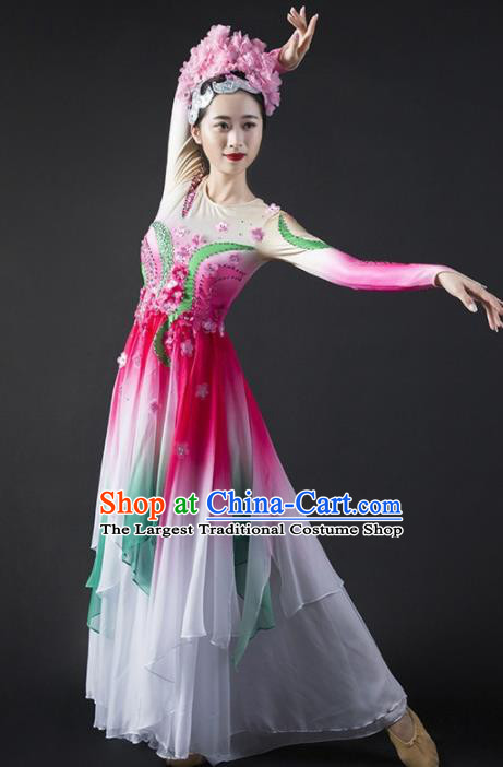 Chinese Classical Dance Stage Performance Costume Traditional Spring Festival Gala Dance Rosy Dress for Women
