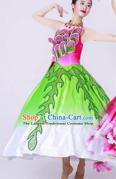 Chinese Spring Festival Gala Classical Dance Costume Traditional Opening Dance Green Dress for Women