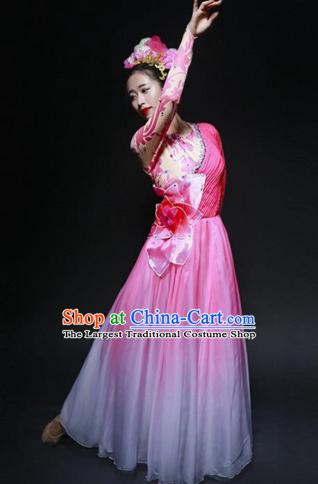 Chinese Classical Dance Stage Performance Costume Traditional Opening Dance Pink Dress for Women