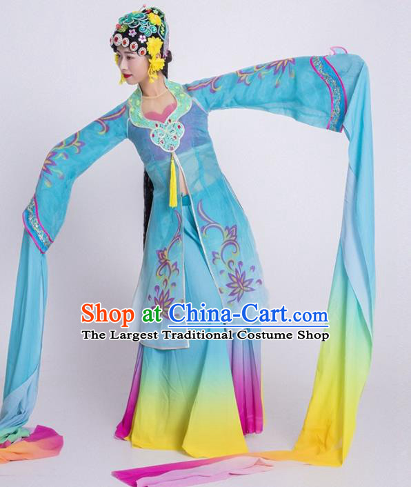 Chinese Classical Dance Costume Traditional Beijing Opera Stage Performance Blue Dress for Women