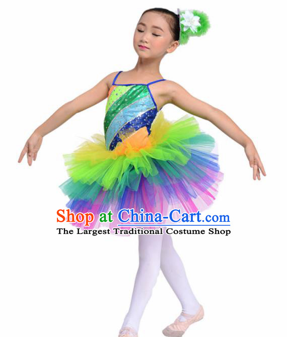 Chinese Modern Dance Stage Performance Costume Ballet Dance Colorful Bubble Dress for Kids