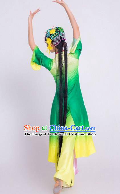 Chinese Classical Dance Green Dress Traditional Dunhuang Flying Apsaras Stage Performance Costume for Women