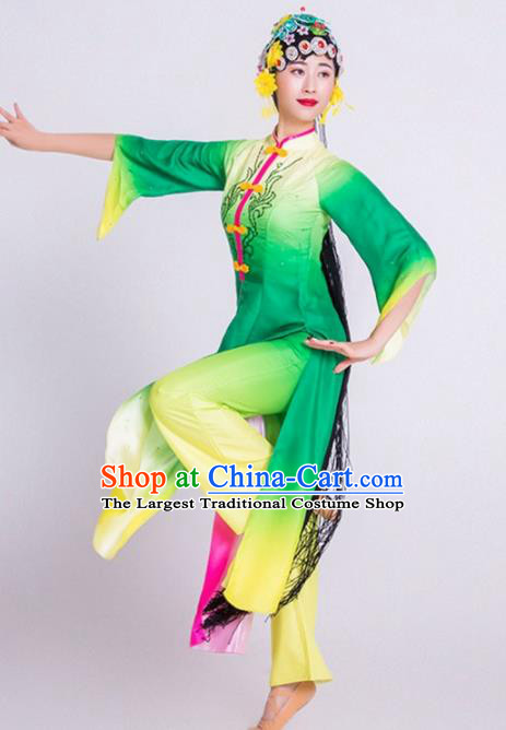 Chinese Classical Dance Green Dress Traditional Dunhuang Flying Apsaras Stage Performance Costume for Women