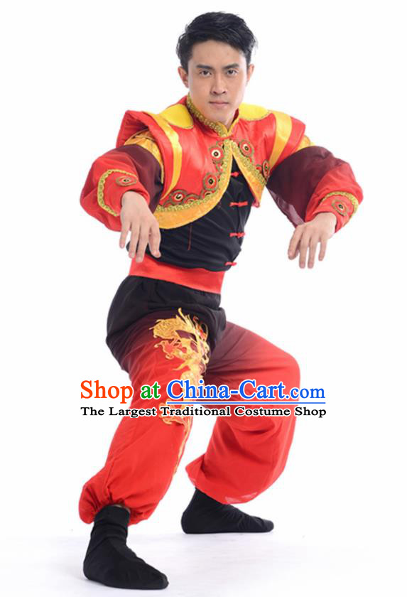 Chinese Traditional Yangko Stage Performance Costume Folk Dance Drum Dance Clothing for Men