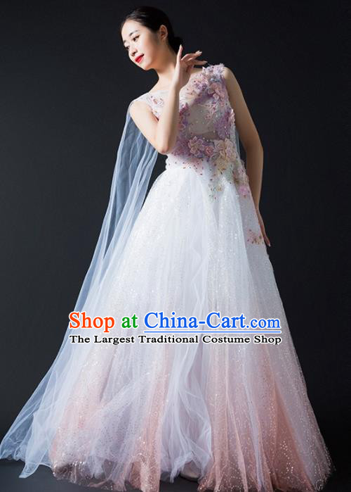 Chinese Modern Dance Stage Costume Traditional Spring Festival Gala Opening Dance Veil Dress for Women