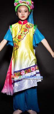 Chinese Baoan Nationality Stage Performance Costume Traditional Ethnic Minority Clothing for Kids