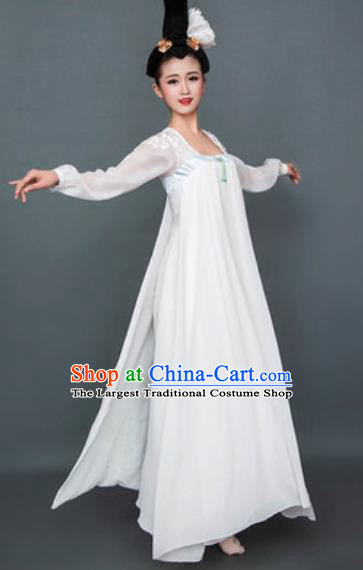 Chinese Classical Dance White Hanfu Dress Traditional Umbrella Dance Lotus Dance Stage Performance Costume for Women