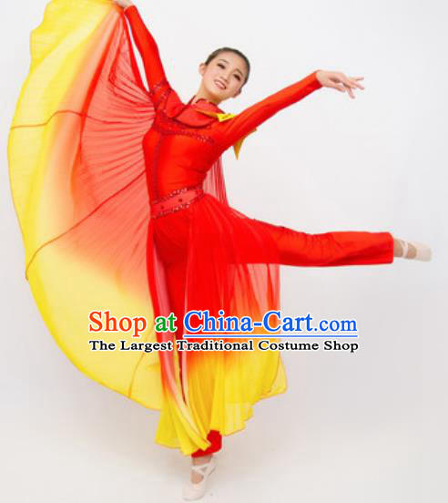 Chinese Traditional Yangko Stage Performance Costume Folk Dance Drum Dance Red Dress for Women