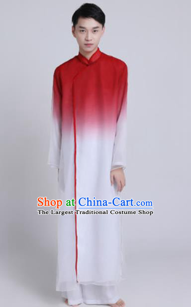 Chinese Traditional Classical Dance Stage Performance Costume Folk Dance Wine Red Clothing for Men