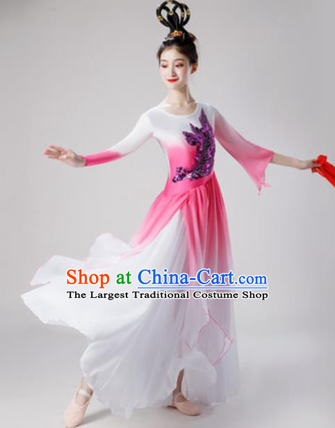 Chinese Traditional Classical Dance Pink Dress Umbrella Dance Lotus Dance Stage Performance Costume for Women