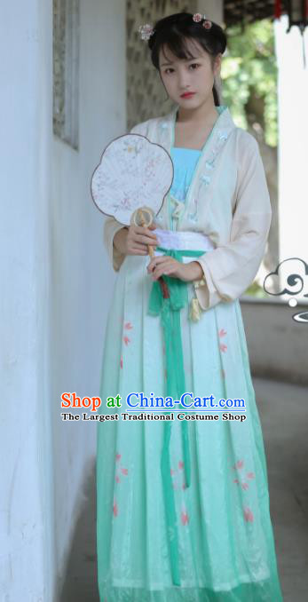 Traditional Chinese Tang Dynasty Historical Costume Ancient Princess Embroidered Hanfu Dress for Women