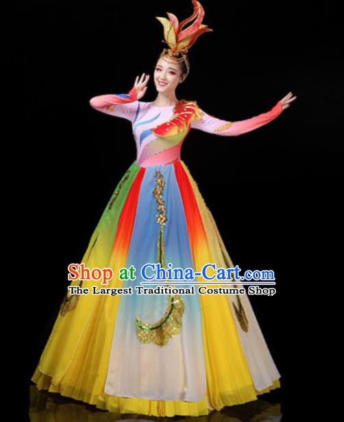 Traditional Chinese Opening Dance Long Dress Modern Dance Stage Performance Costume for Women