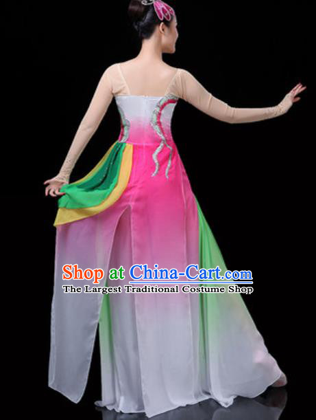 Traditional Chinese Classical Dance Lotus Dance Pink Dress Umbrella Dance Stage Performance Costume for Women