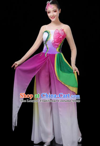 Traditional Chinese Classical Dance Group Dance Purple Dress Umbrella Dance Stage Performance Costume for Women