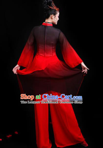 Traditional Chinese Folk Dance Group Dance Red Clothing Yangko Fan Dance Stage Performance Costume for Women