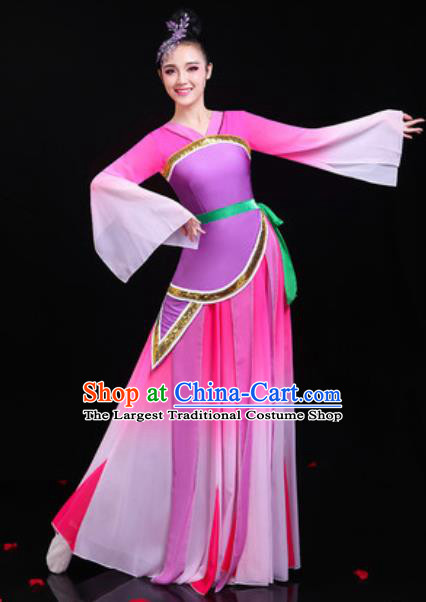 Traditional Chinese Classical Dance Group Dance Rosy Dress Umbrella Dance Stage Performance Costume for Women