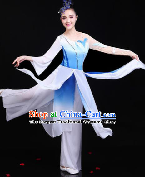 Traditional Chinese Classical Dance Group Dance White Dress Umbrella Dance Stage Performance Costume for Women