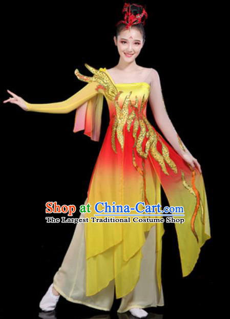 Traditional Chinese Classical Dance Dress Umbrella Dance Group Dance Stage Performance Costume for Women