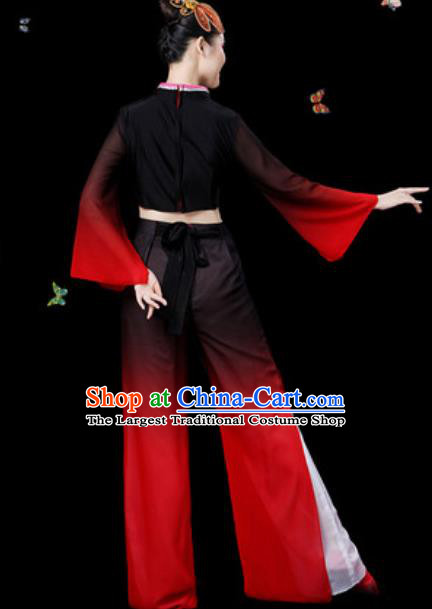 Traditional Chinese Yangko Group Dance Black Clothing Folk Dance Fan Dance Stage Performance Costume for Women