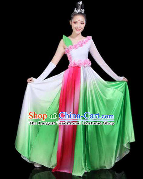 Traditional Chinese Spring Festival Gala Opening Dance Green Dress Modern Dance Stage Performance Costume for Women