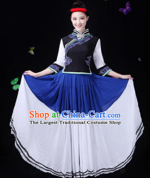 Traditional Chinese Minority Ethnic Dress Yi Nationality Folk Dance Stage Performance Costume for Women