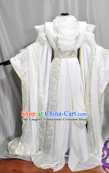 Traditional Chinese Han Dynasty Princess White Hanfu Dress Ancient Empress Embroidered Costume for Women