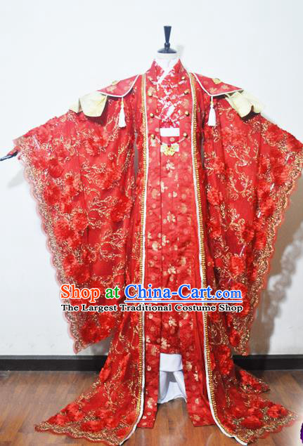 Traditional Chinese Han Dynasty Princess Wedding Red Hanfu Dress Ancient Female Knight Embroidered Costume for Women