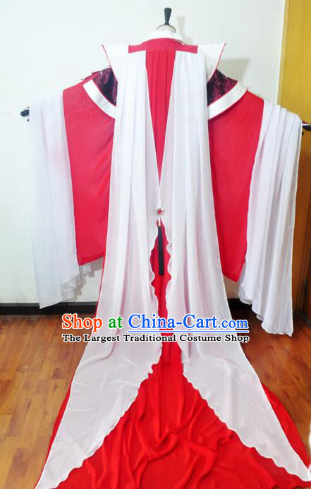 Traditional Chinese Han Dynasty Court Princess Red Hanfu Dress Ancient Swordswoman Embroidered Costume for Women