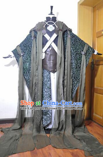 Traditional Chinese Cosplay Swordsman Hanfu Clothing Ancient King Taoist Priest Embroidered Costume for Men