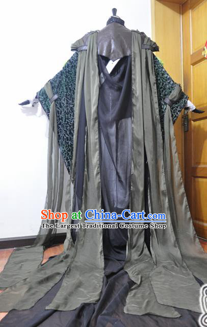 Traditional Chinese Cosplay Swordsman Hanfu Clothing Ancient King Taoist Priest Embroidered Costume for Men