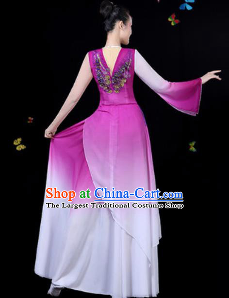 Traditional Chinese Classical Dance Purple Dress Umbrella Dance Group Dance Stage Performance Costume for Women