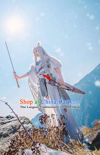 Traditional Chinese Fox Fairy Hanfu Dress Ancient Peri Embroidered Costume for Women